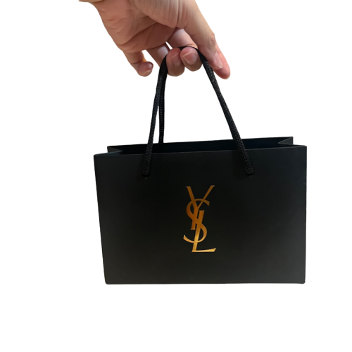 ❮近新❯ 法國 YVES SAINT LAURENT 聖羅蘭 YSL 原裝正版 原廠橫式小紙袋 壓紋 18*16*6cm