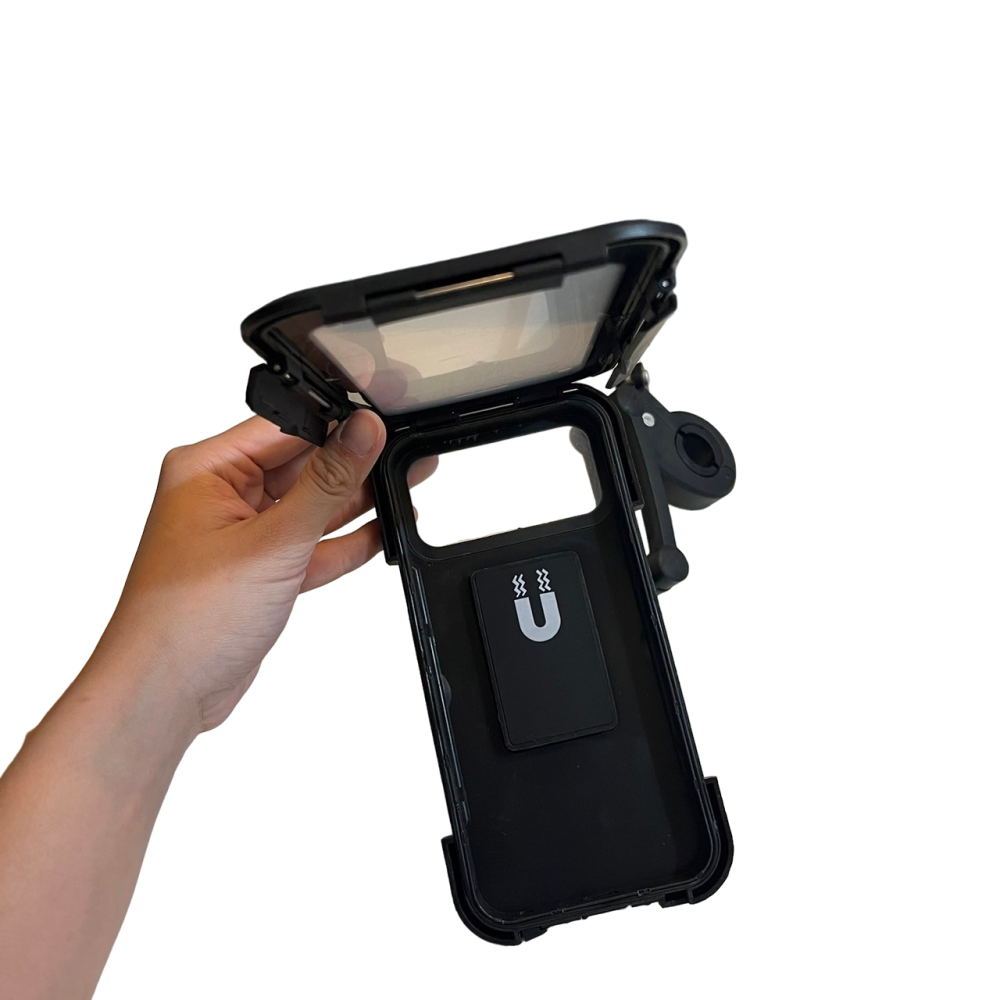 ❮全新❯ Delivery 外送員雨天專用手機支架 360度旋轉伸縮密封防水磁吸抗震 全包覆手機支架 雨天外送裝備-細節圖6