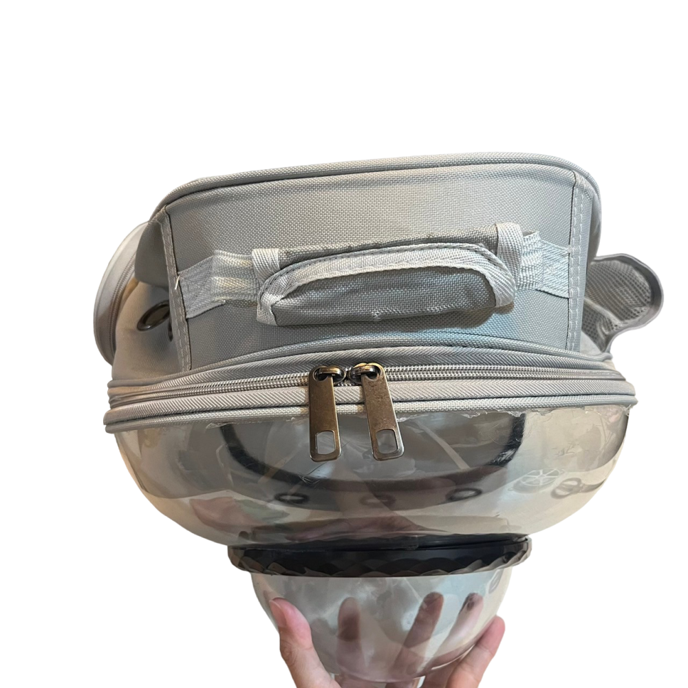 ❮二手❯ 美國 dimension 3D全視野透氣太空艙寵物背包 側邊開口設計 堅硬外殼搭車不怕擠壓 不易變形 布料提手-細節圖2