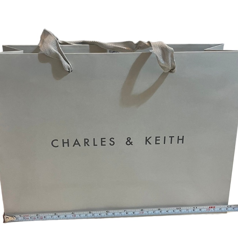 ❮近新❯ 新加坡 CHARLES & KEITH 原廠紙袋 提袋 金飾皮革手拿橄欖綠長夾包裝袋 小ck-細節圖2