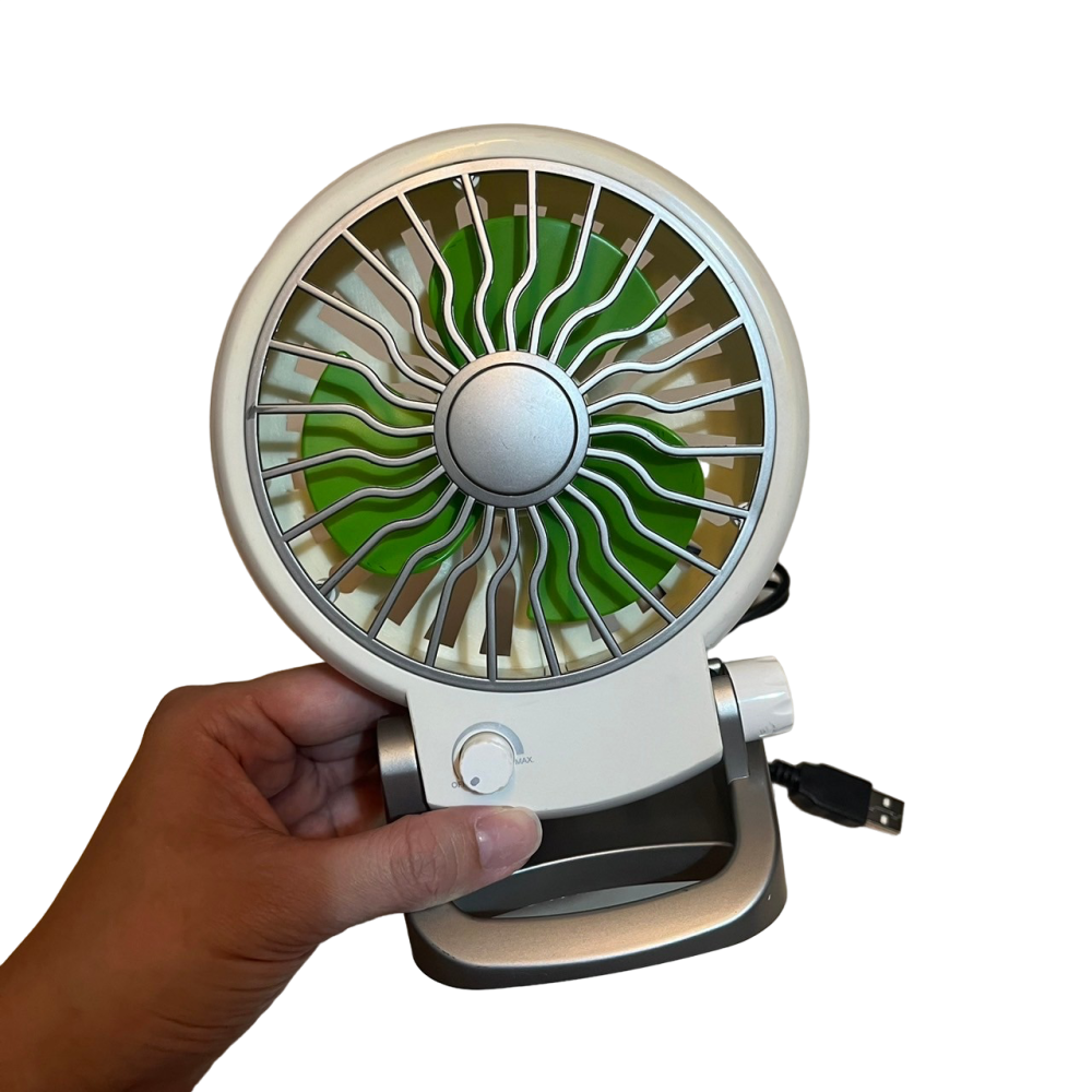 ❮二手❯ Bordvifte 可調式USB 小型電風扇 綠色 電扇主機 底座 電線 手持風扇 桌面風扇 小電風扇-細節圖3