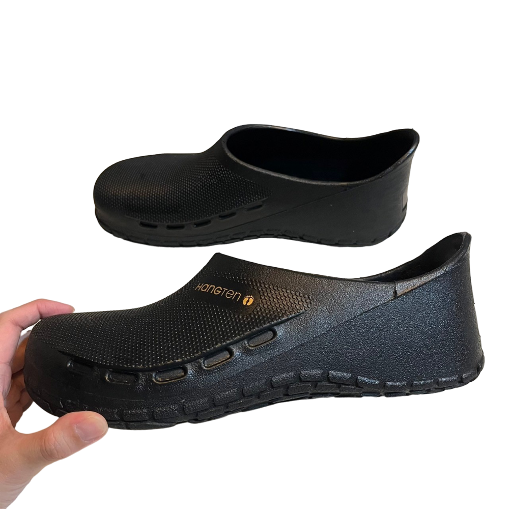 ❮近新❯ 美國 Hang Ten 一體成型廚師鞋 鞋頭包覆 27號 透氣 可拆鞋墊 止滑 耐磨大底 8688黑-細節圖3