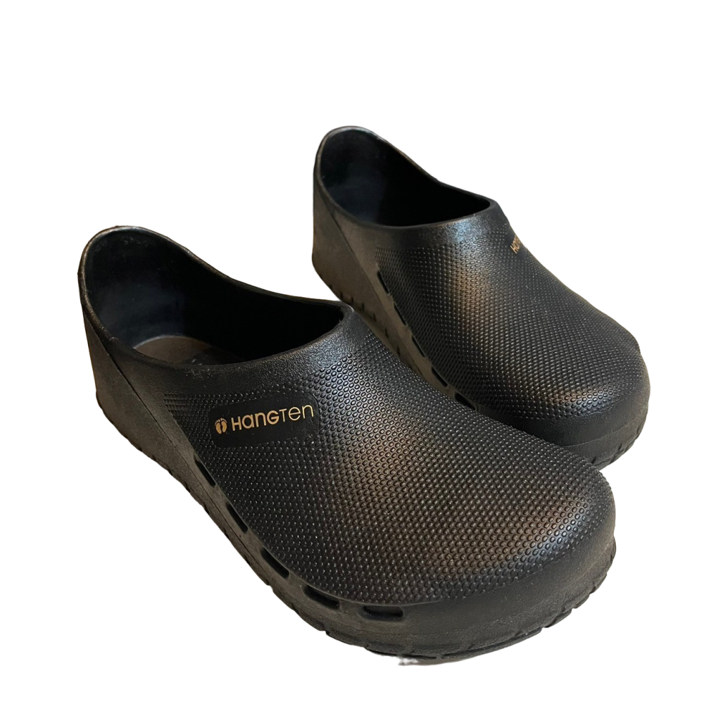 ❮近新❯ 美國 Hang Ten 一體成型廚師鞋 鞋頭包覆 27號 透氣 可拆鞋墊 止滑 耐磨大底 8688黑-細節圖6