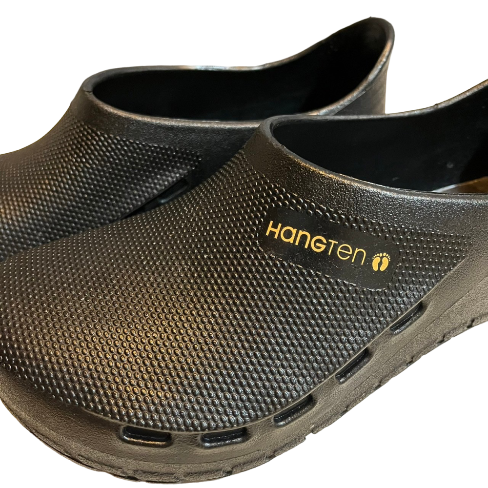 ❮近新❯ 美國 Hang Ten 一體成型廚師鞋 鞋頭包覆 27號 透氣 可拆鞋墊 止滑 耐磨大底 8688黑-細節圖9