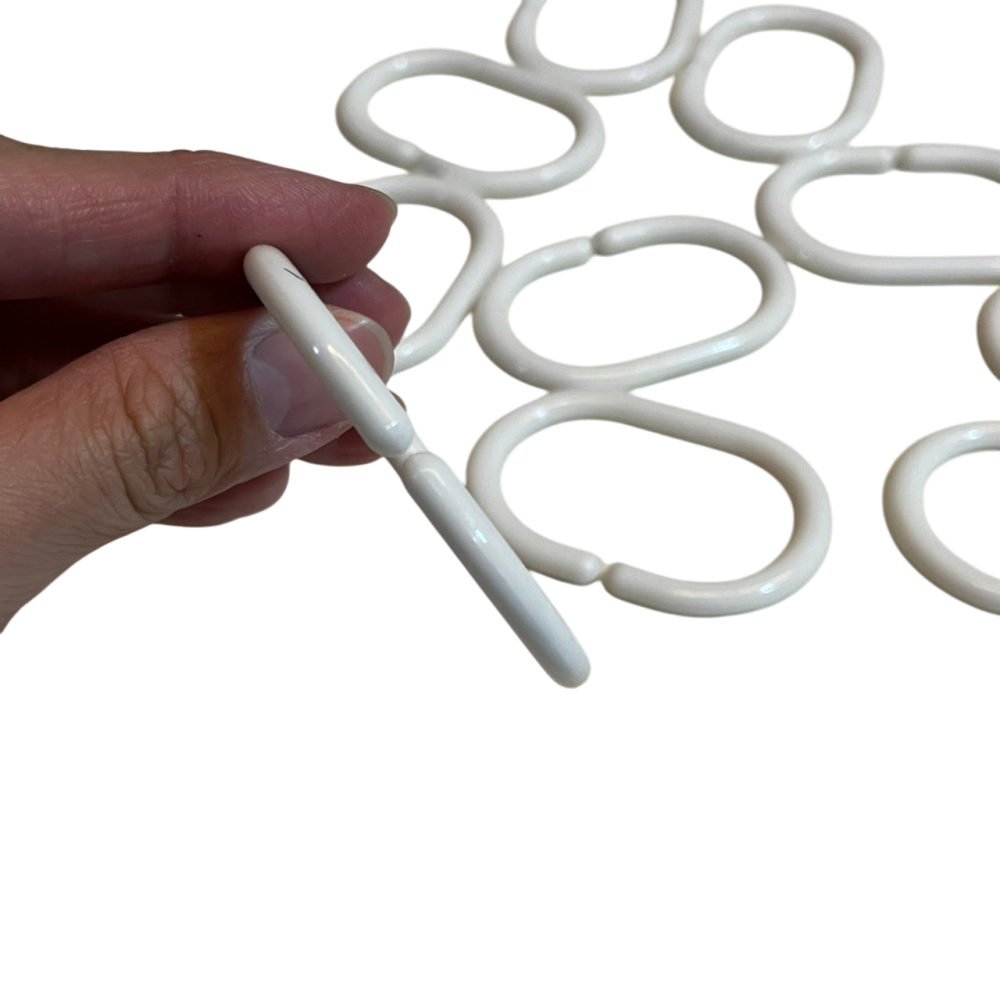 ❮全新❯ 美國 shower ring C型 浴簾圈 掛鈎浴簾環窗簾掛鈎式塑料吊環圈窗簾扣子宿捨床簾環-細節圖3