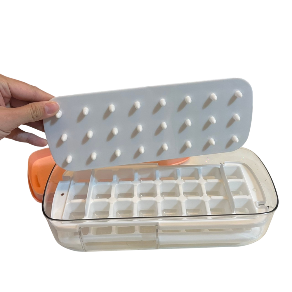 ❮近新❯ 易家居 快速取冰矽膠雙層製冰盒 雙層 矽膠製冰盒 快速取冰 一按一壓 輕鬆取冰 快速製冰取冰神器-細節圖4