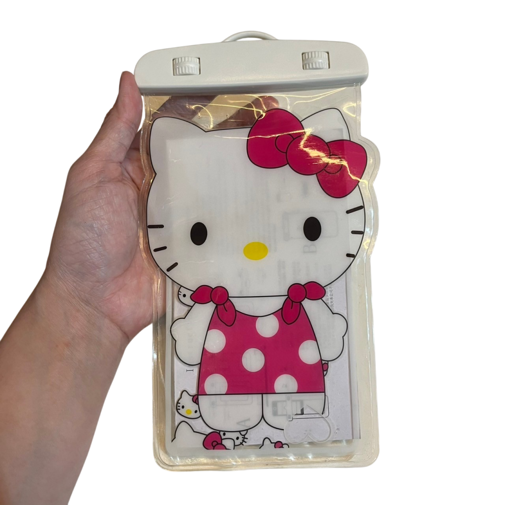 ❮二手❯ 日本 Hello Kitty 防水手機袋 防水袋 防水套 附 繩子 三麗鷗 KT 凱蒂貓 正版 外送員手機防水-細節圖2