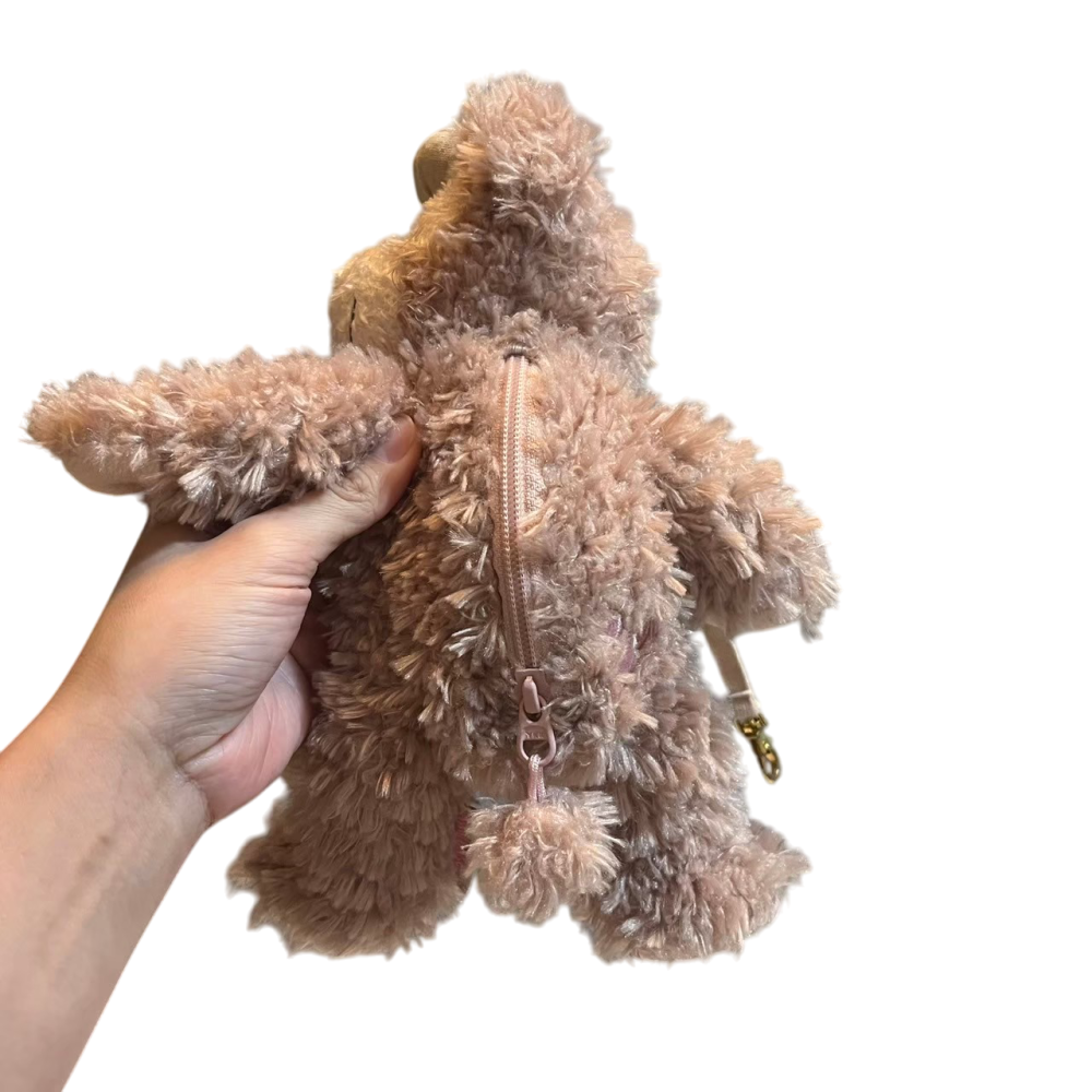 ❮二手❯ 日本 Tokyo Disney 東京迪士尼 達菲家族 站姿 雪莉玫 手提斜背二用包 拉鍊包 化妝包 文具袋-細節圖4