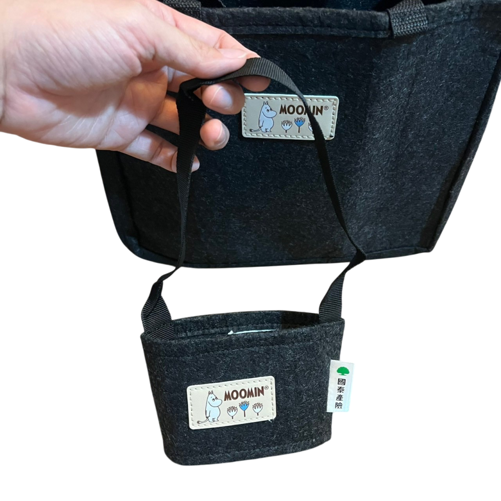 ❮全新❯ 芬蘭 Moomin 嚕嚕米 手提袋 提袋 杯袋 國泰產險 嚕嚕米飲料杯袋 環保再生材質 保溫杯袋 購物袋-細節圖2