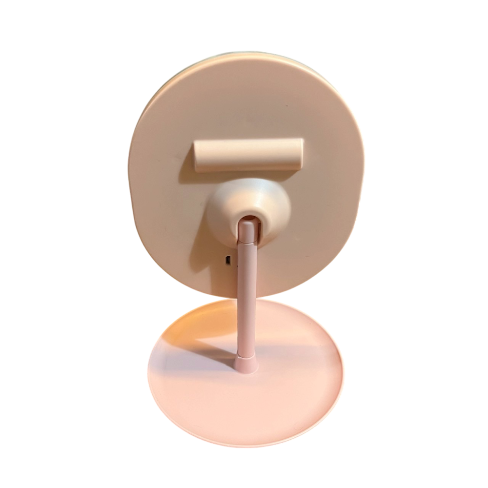 ❮二手❯ LED 帶燈美妝鏡 帶燈化妝鏡 USB充電 360度旋轉支架 收納底盤 美妝鏡子 臺式單面鏡-細節圖5