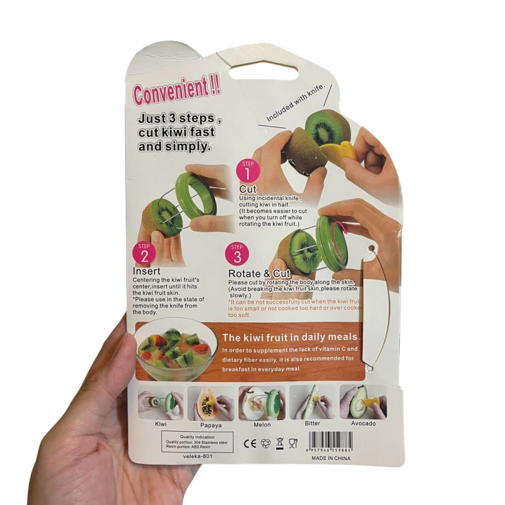 ❮全新❯ 日本 Kiwi Cut 奇異果 便利簡易切割器 ABS樹脂 不鏽鋼 7*7*6.5cm 刨刀 料理切菜機-細節圖3