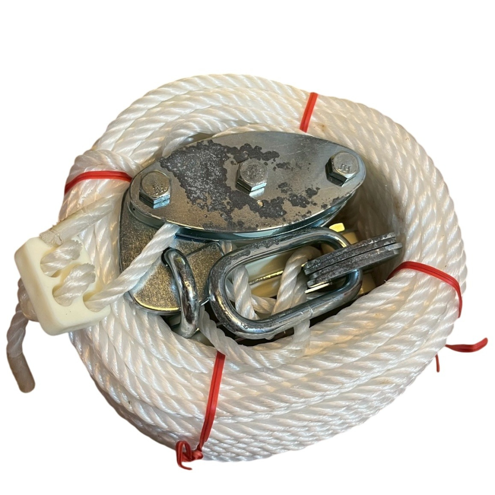 ❮近新❯ Jun Kaung 通用繩索滑輪組 迷你手拉葫蘆起重機 微型手動起重小吊機 多功能繩索滑輪葫蘆 20米-細節圖2