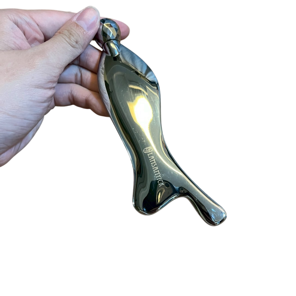 ❮近新❯ 日本 mermaid 人魚瘦臉按摩器 人魚頭型刮痧板片 人魚頭眼部眼霜按摩棒 滾珠滾輪臉部儀 臉部死亡刮痧板-細節圖4