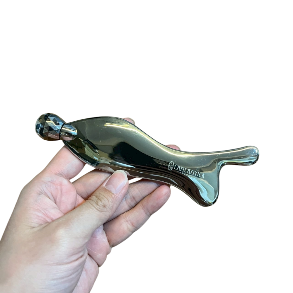 ❮近新❯ 日本 mermaid 人魚瘦臉按摩器 人魚頭型刮痧板片 人魚頭眼部眼霜按摩棒 滾珠滾輪臉部儀 臉部死亡刮痧板-細節圖6