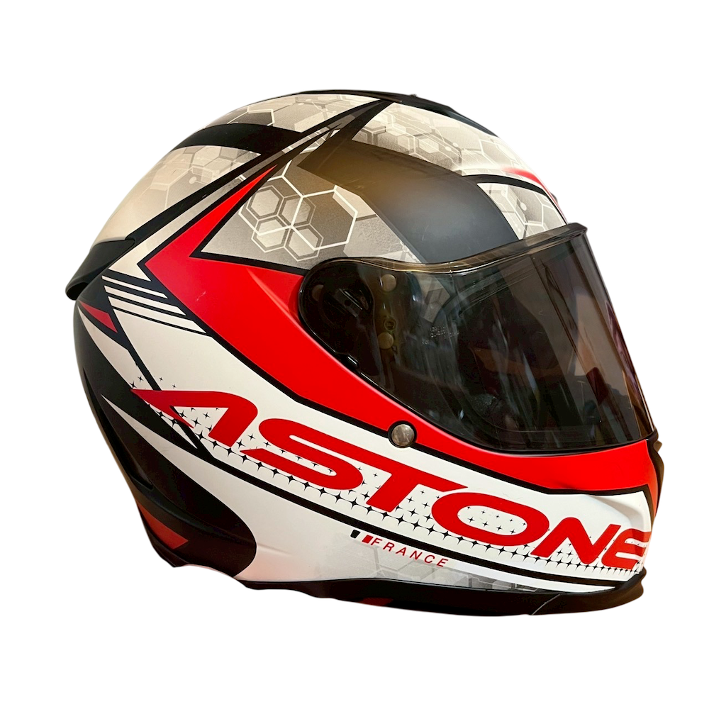 ❮二手❯ 法國 ASTONE GTB800 AO11 全罩式安全帽 全可拆洗 輕量 內置墨片 透氣 緊急快拆 平光黑/紅-細節圖5