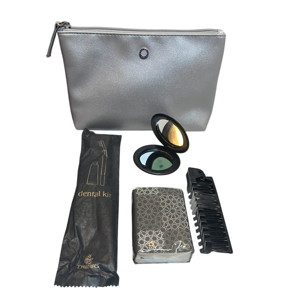 ❮近新❯ 義大利 BVLGARI 寶格麗 阿聯酋航空 商務艙過夜旅行洗漱包 女性化妝包 盥洗包 旅行收納包 拉鍊包-細節圖5