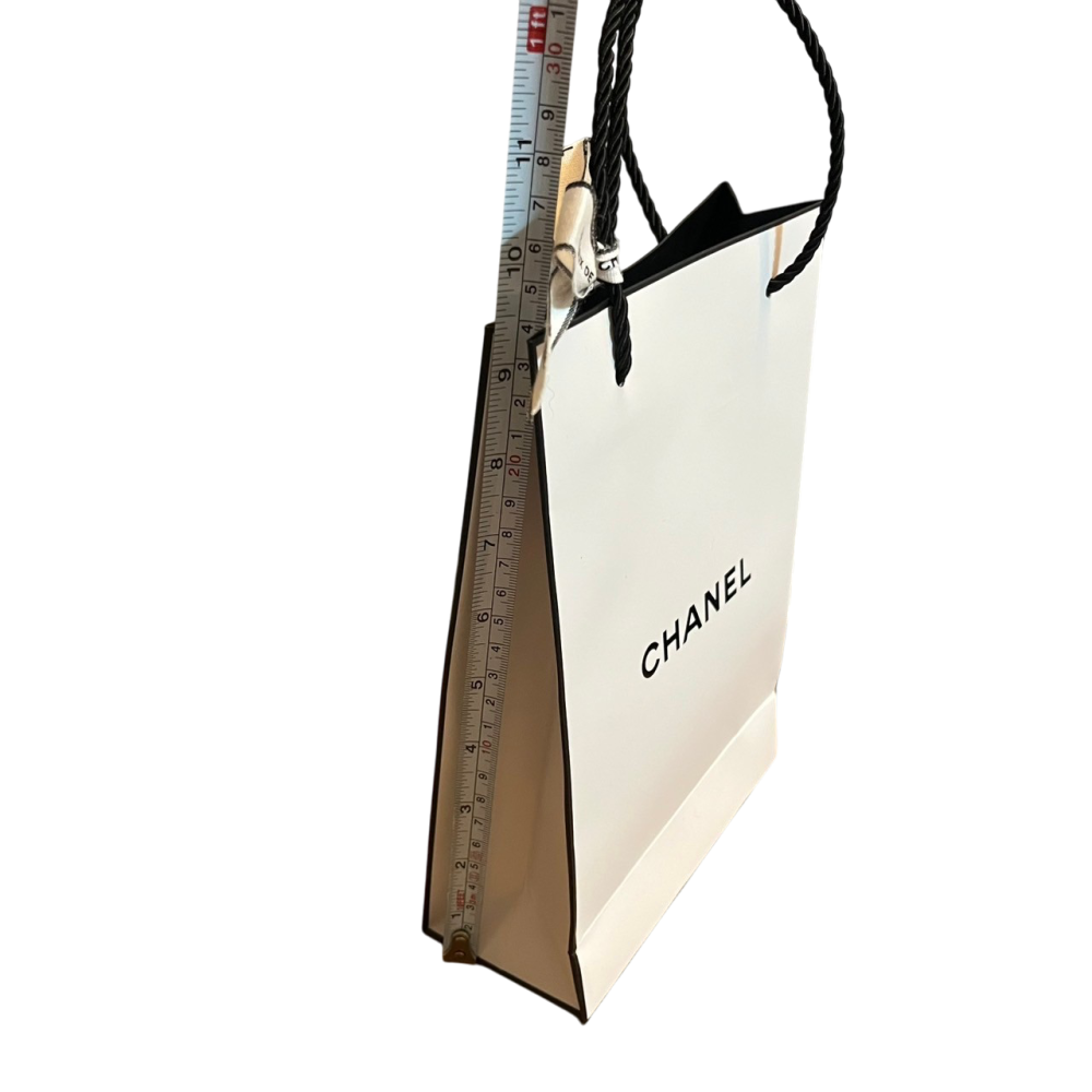 ❮近新❯ 原廠紙袋 CHANEL 香奈兒 原廠紙袋 彩妝紙袋 手提袋 新款黑邊緞帶 24*15.9*7cm 直式提袋-細節圖5