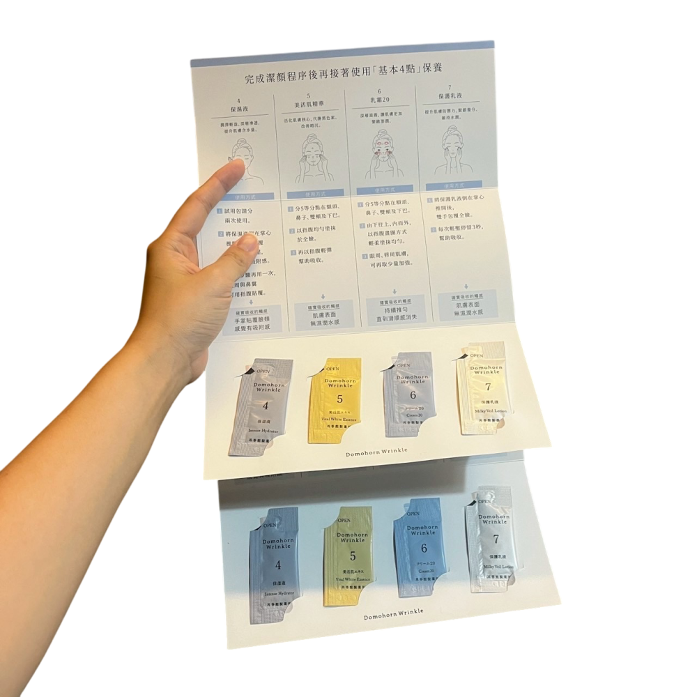 ❮全新❯ 日本 Domohorn Wrinkle 朵茉麗蔻 試用套組 保濕液 美活肌精華 乳霜20 保護乳液 日本抗老-細節圖2