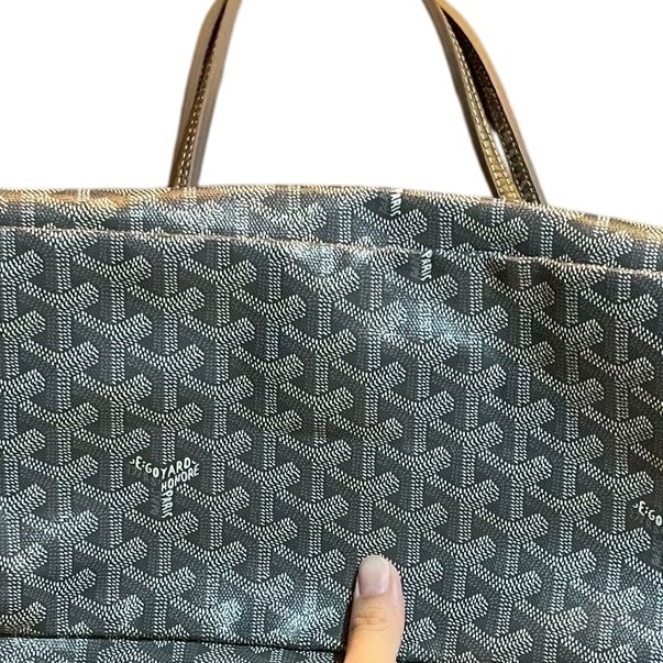 ❮二手❯ 法國 GOYARD 水泥灰 Saint Louis PM 托特包 法國殿堂級老牌風靡全球 天然塗面處理防水-細節圖3