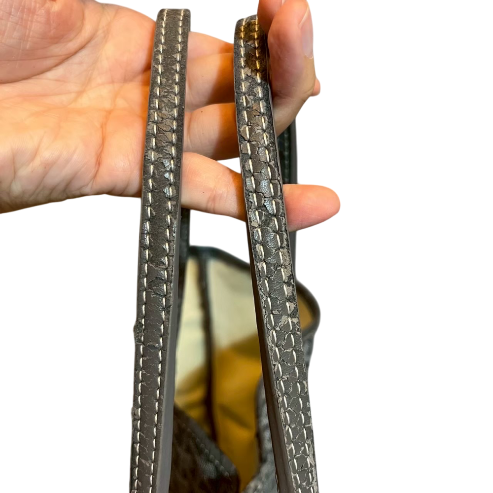 ❮二手❯ 法國 GOYARD 水泥灰 Saint Louis PM 托特包 法國殿堂級老牌風靡全球 天然塗面處理防水-細節圖5