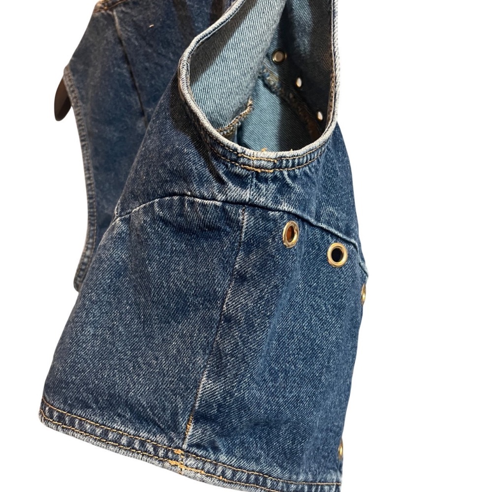 ❮全新❯ 西班牙 Zara 牛仔單寧背心 牛仔無袖上衣 無袖鏤空牛仔上衣 洗水牛仔短版上衣 背心 重機背心 穿搭-細節圖6