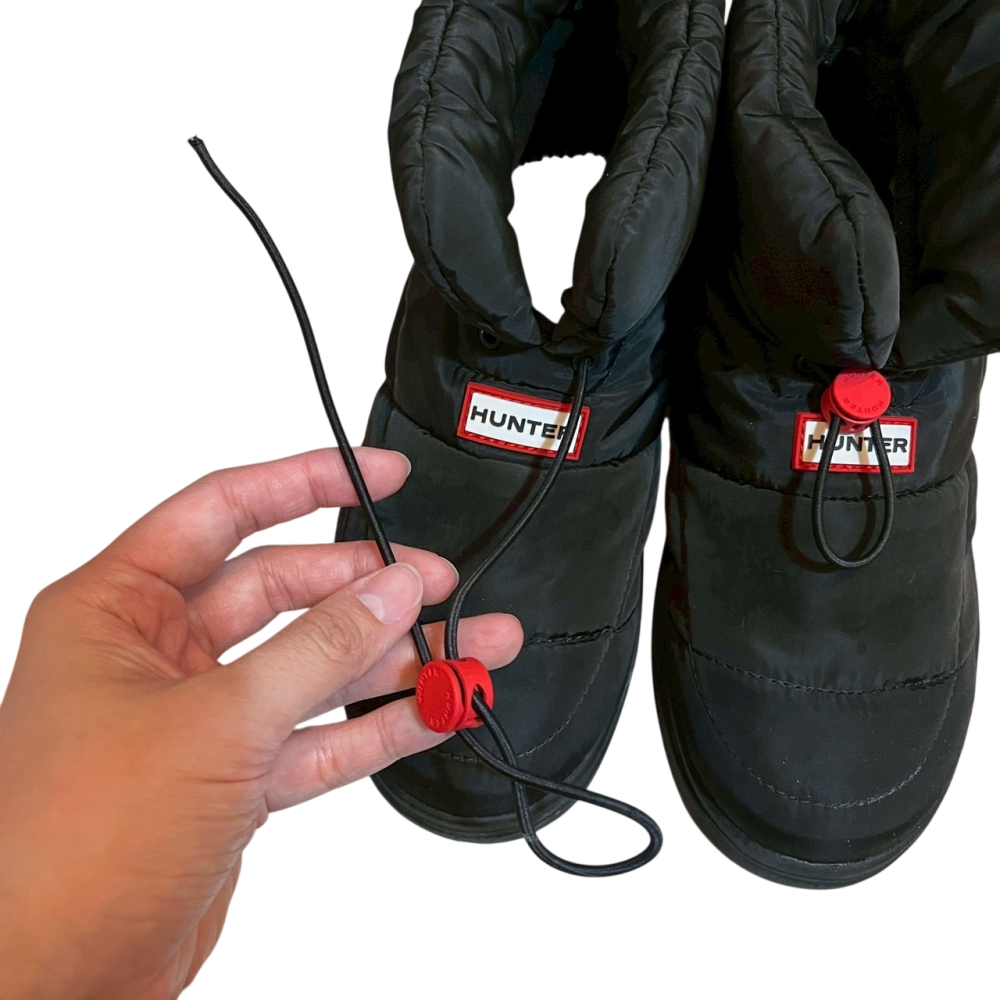 ❮二手❯ 英國 HUNTER In/Out 空氣感軟靴 黑 UK6 鋪棉短靴 雪靴 懶人鞋 輕量防寒 居家戶外專櫃正品-細節圖7