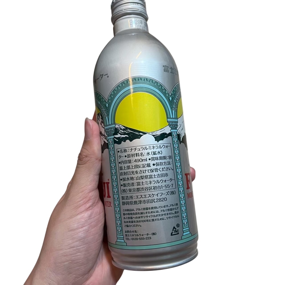 ❮全新❯ 日本 富士礦泉水 Fuji Mineral Water 490ml 鋁罐裝 富士山五合目水源 復古瓶身-細節圖2