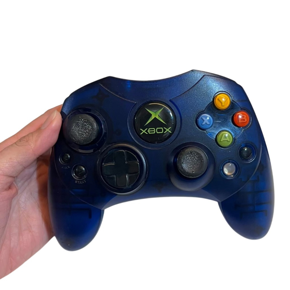 ❮二手❯ 美國 Xbox 微軟初代 原廠手把 Controller S 經典黑/透明藍 懷舊遊戲主機專用控制器 絕版收藏-細節圖2