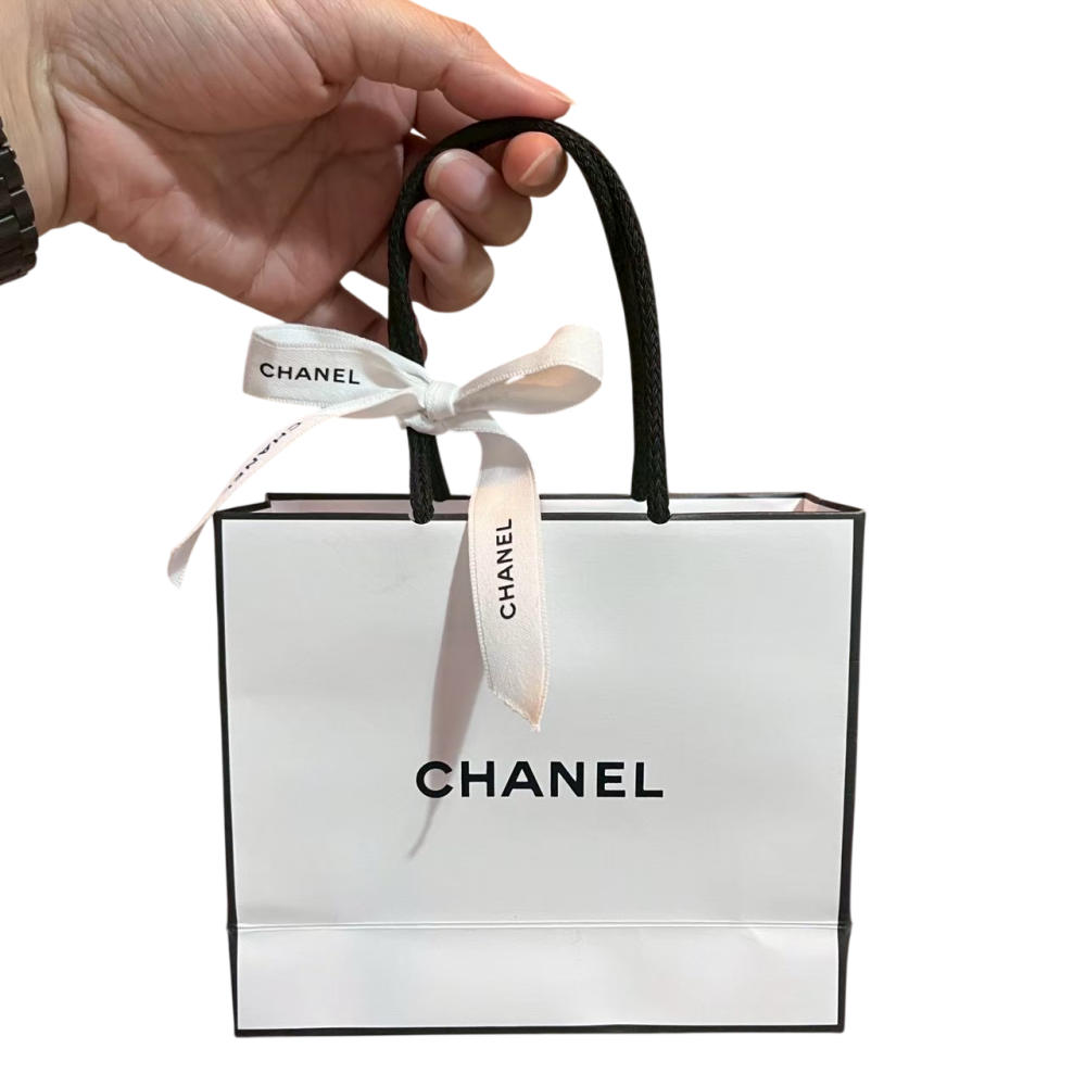 ❮二手❯ 法國 CHANEL 香奈兒 原廠紙袋 經典白色精品小紙袋 專櫃緞帶 禮物袋 包裝袋 公益出清-細節圖6