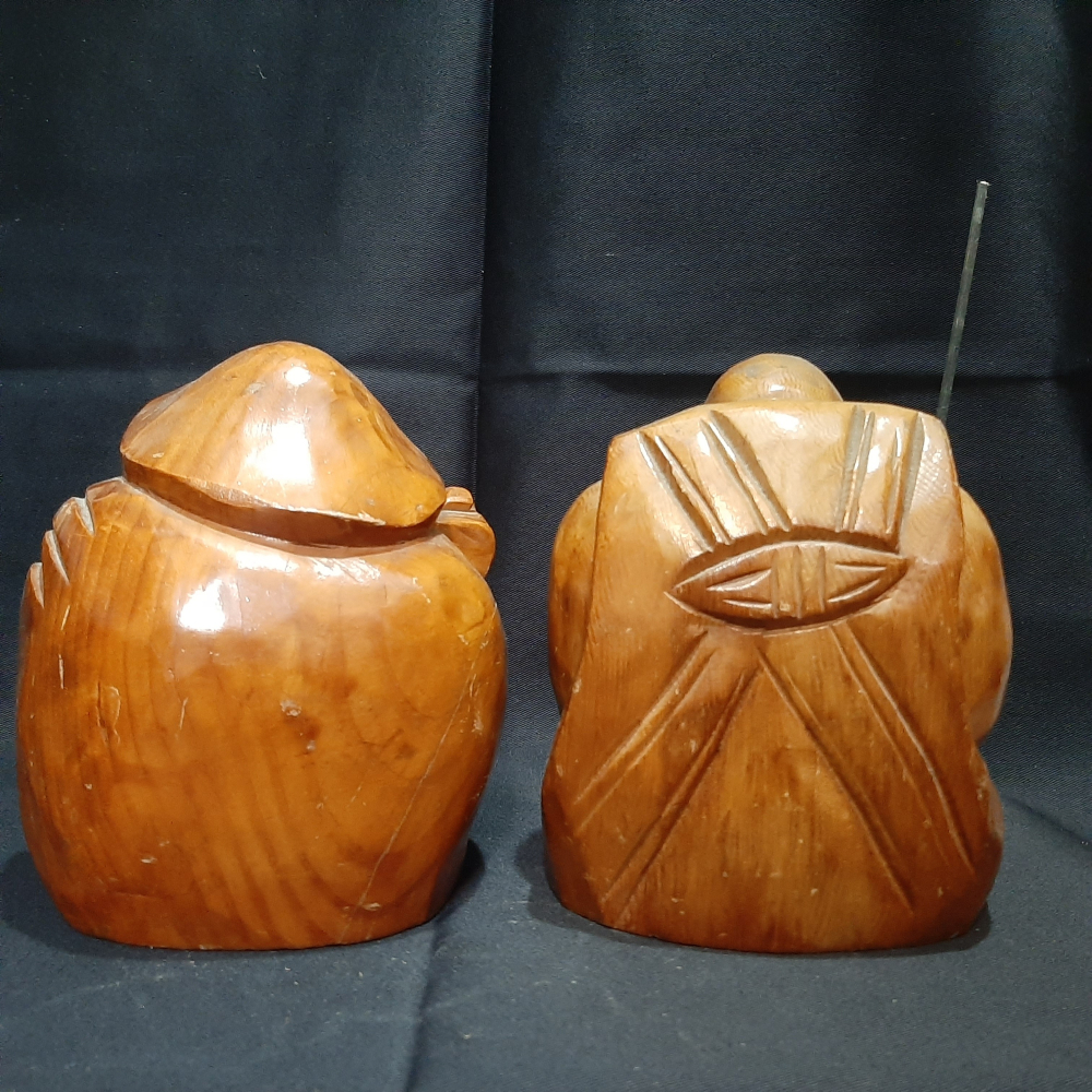 〔那那勇選品〕大黑天 惠比壽 木雕置物-日本製老件-細節圖2