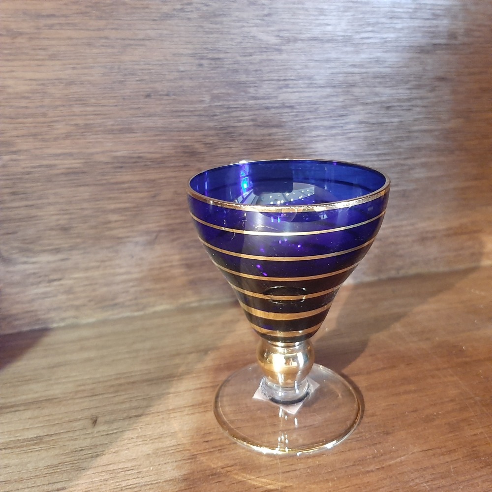 〔那那勇選品〕歐洲老件 藍琉璃描金酒杯 - 歐洲製老件-細節圖3