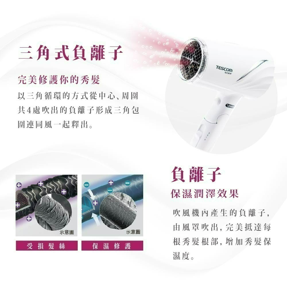 TESCOM 低噪音負離子吹風機 TID730TW-細節圖8