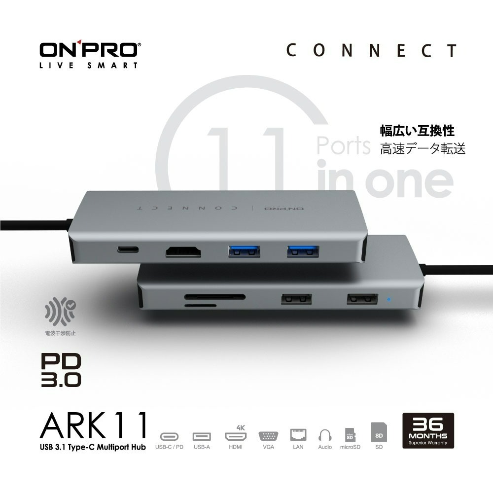 ONPRO ARK011 Type-C HUB 11in1 多功能集線器-細節圖2