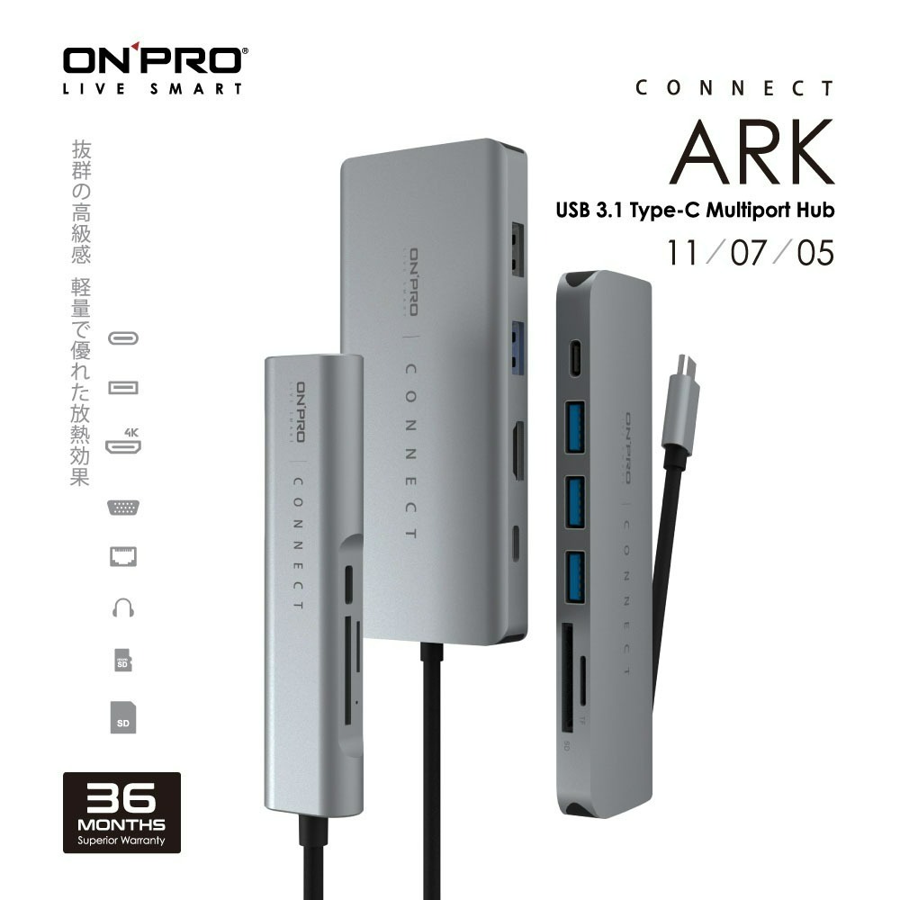 ONPRO ARK011 Type-C HUB 11in1 多功能集線器-細節圖3