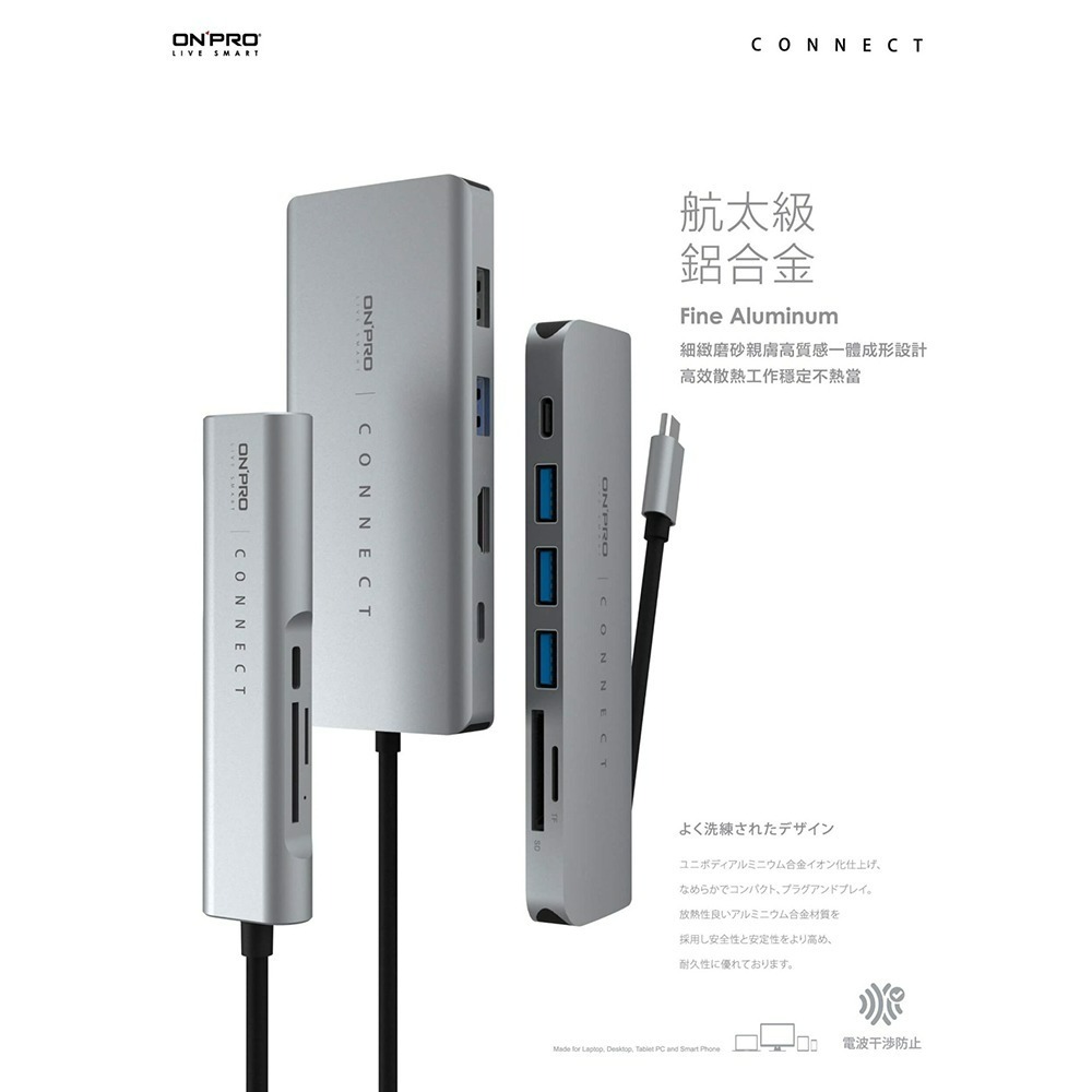 ONPRO ARK005 Type-C HUB 5in1 多功能集線器-細節圖3