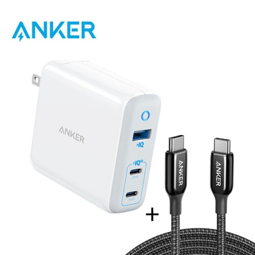 ANKER PowerPort III 3-Port 65W高速充電器+Type-c 編織線 0.9m/1.8m