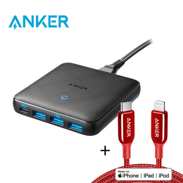 ANKER PowerPort Atom III Slim(4 port )充電座+iphone編織線0.9m/1.8m-細節圖2