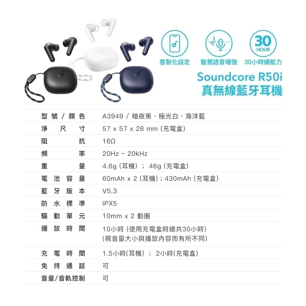 soundcore R50i 真無線藍芽耳機 A3949-細節圖7