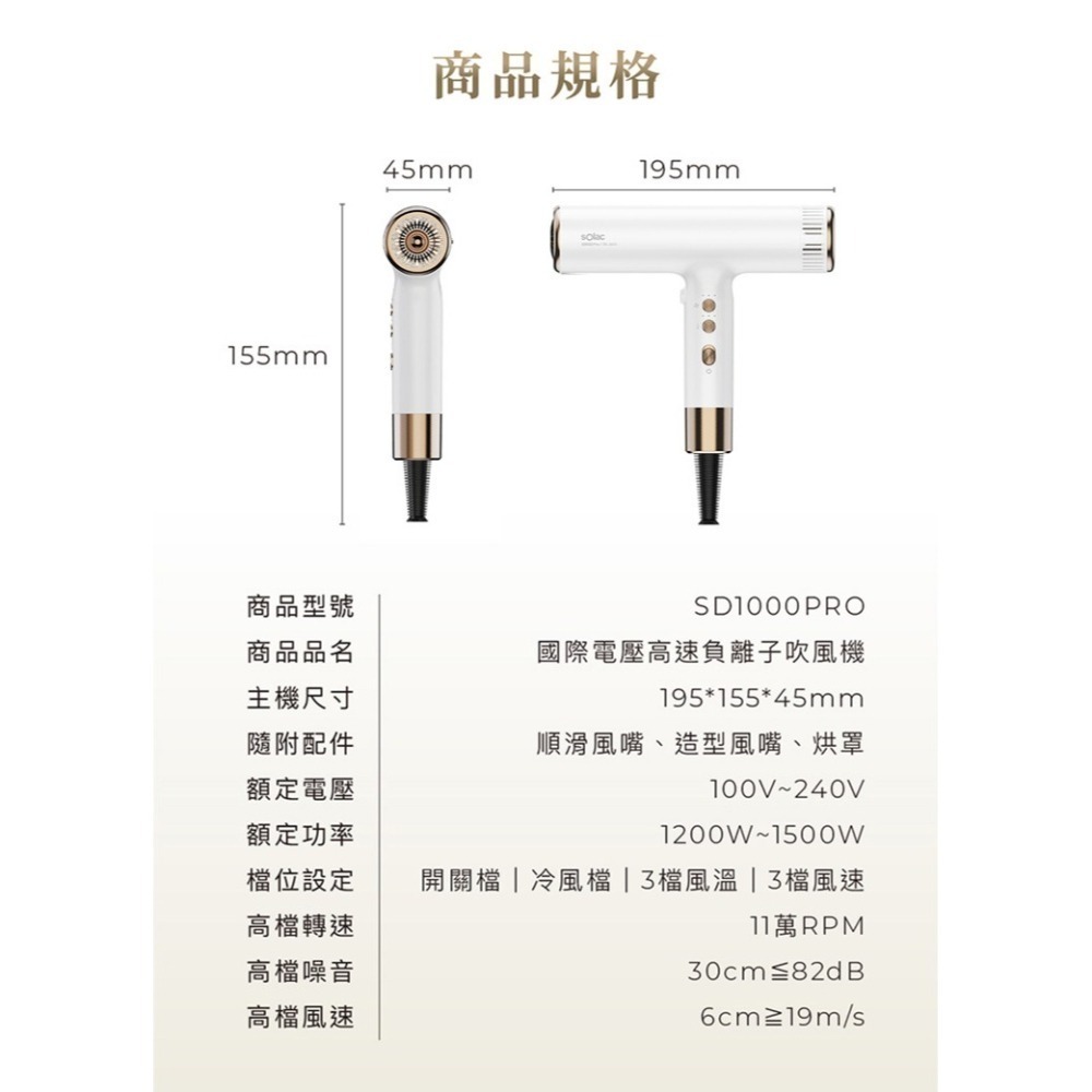 sOlac 國際電壓高速負離子吹風機 SD-1000 PRO-細節圖6