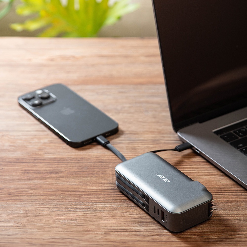 ACER 宏碁 10000mAh 20W 自帶雙線AC行動電源 POT-465-細節圖2