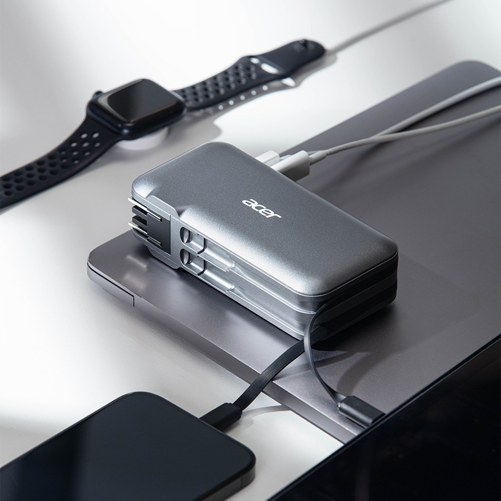 ACER 宏碁 10000mAh 20W 自帶雙線AC行動電源 POT-465-細節圖3