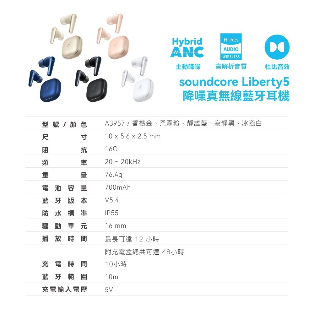 soundcore Liberty 5 降噪真無線藍牙耳機 A3957-細節圖6