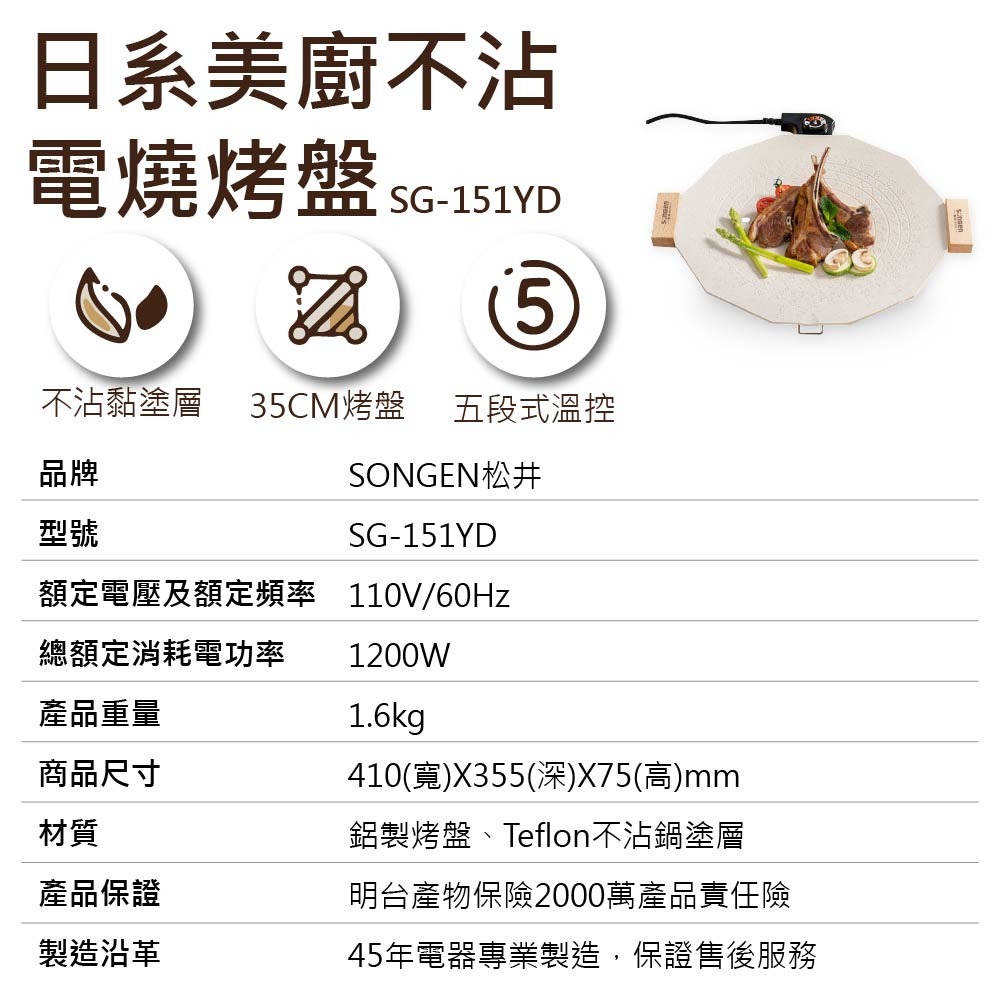 SONGEN 松井 日系美廚不沾電燒烤盤 SG-151YD-細節圖4