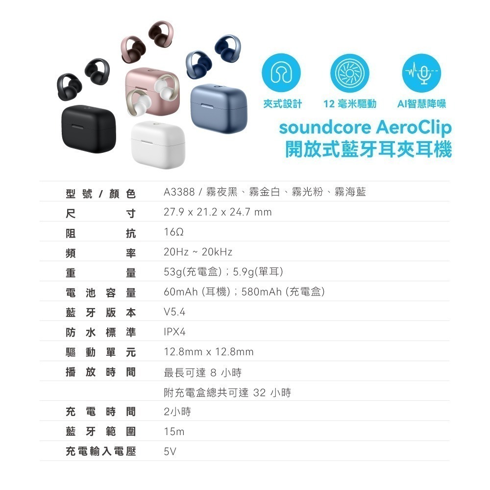 soundcore AeroClip 開放式藍牙耳夾耳機 A3388-細節圖3