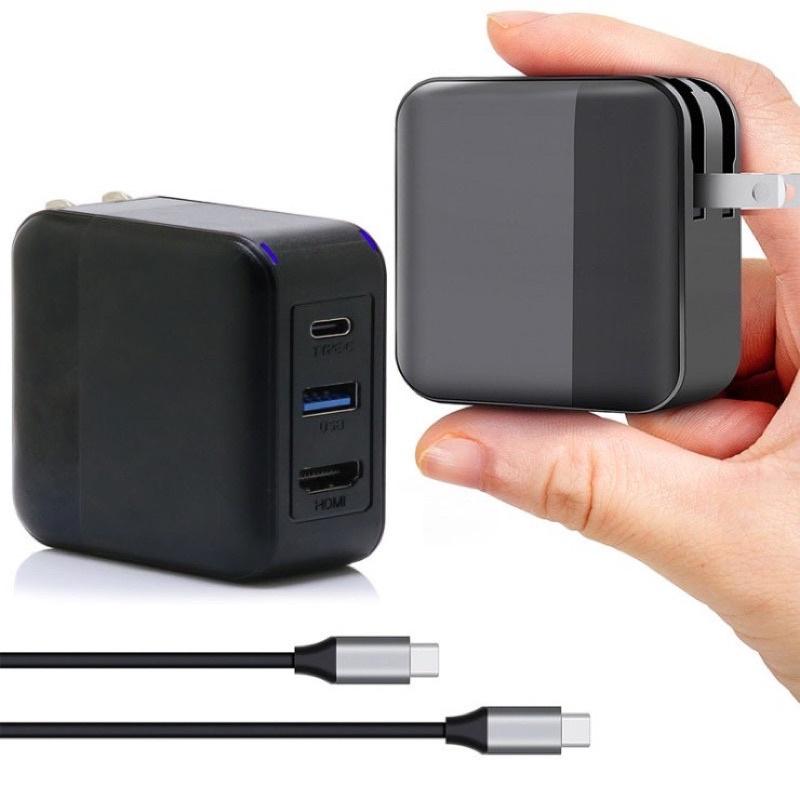 任天堂 Switch 專用 新款便攜 多功能 電視轉換 投影 底座 二合一 變壓器 影像轉接充電器 視訊底座【波波電玩】-細節圖2