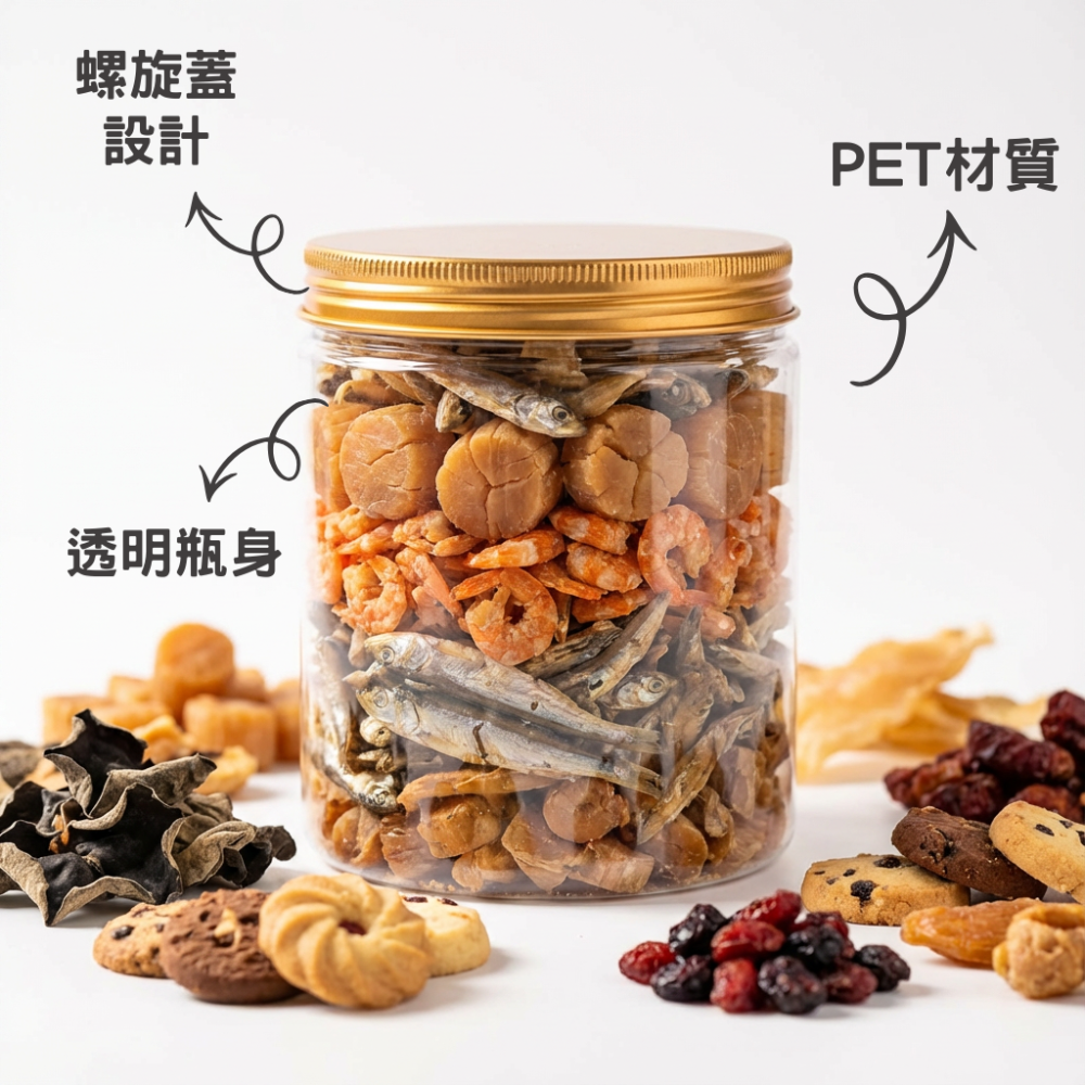 N瘋包裝 | 餅乾罐 螺旋罐 密封罐 PET塑膠罐 收納罐 儲物罐 咖啡罐 零食罐 罐子 塑膠瓶 分裝罐 透明塑膠罐-細節圖2