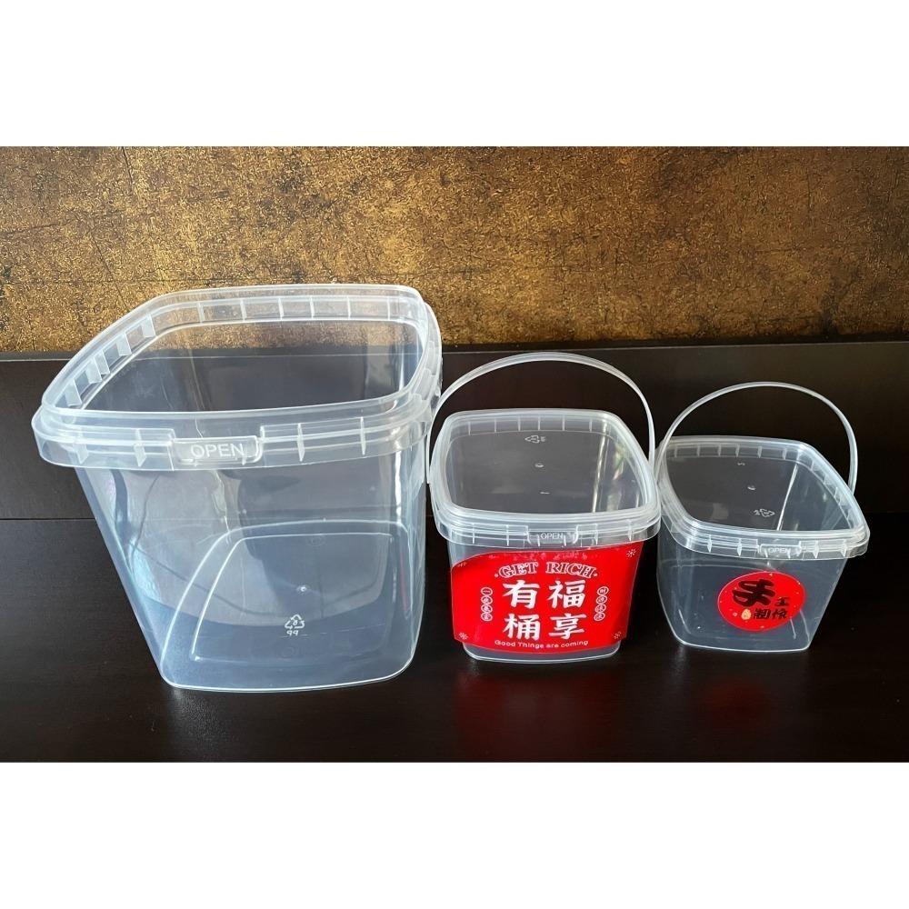 N瘋包裝 | 10入 方泡芙桶 手提桶 塑膠罐 甜點包裝盒 收納罐 塑膠桶 奶茶桶 罐子 塑膠瓶 分裝罐 保鮮罐 曲奇罐-細節圖2