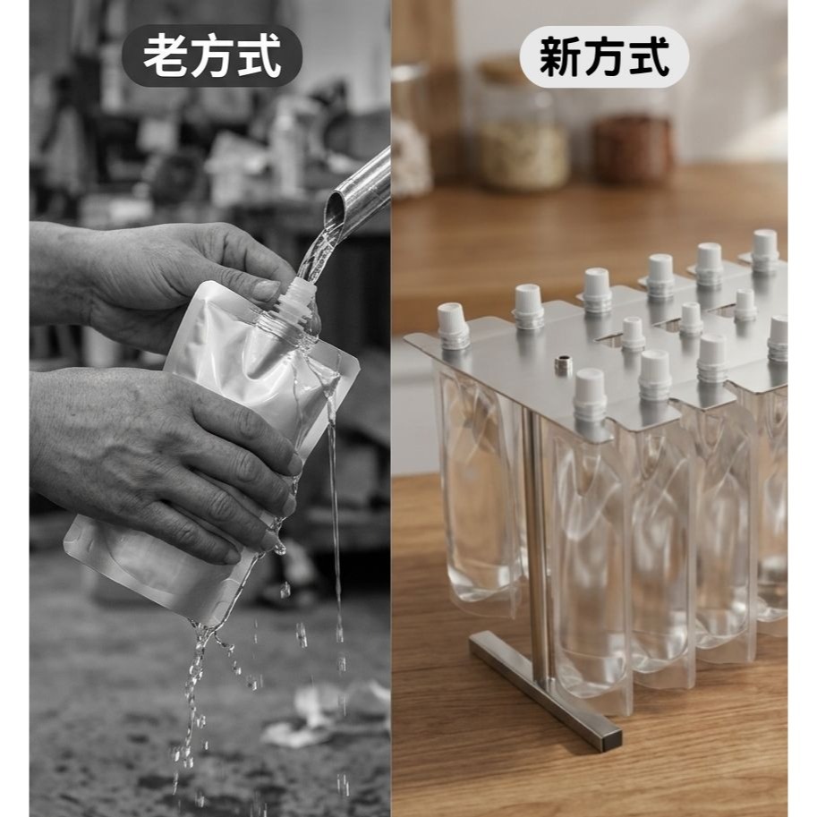 N瘋包裝 | 吸嘴袋灌裝架 不鏽鋼 0.86/1.5cm口徑適用 可掛15袋 家用商用飲料店專用 吸嘴袋固定架 灌裝工具-細節圖2