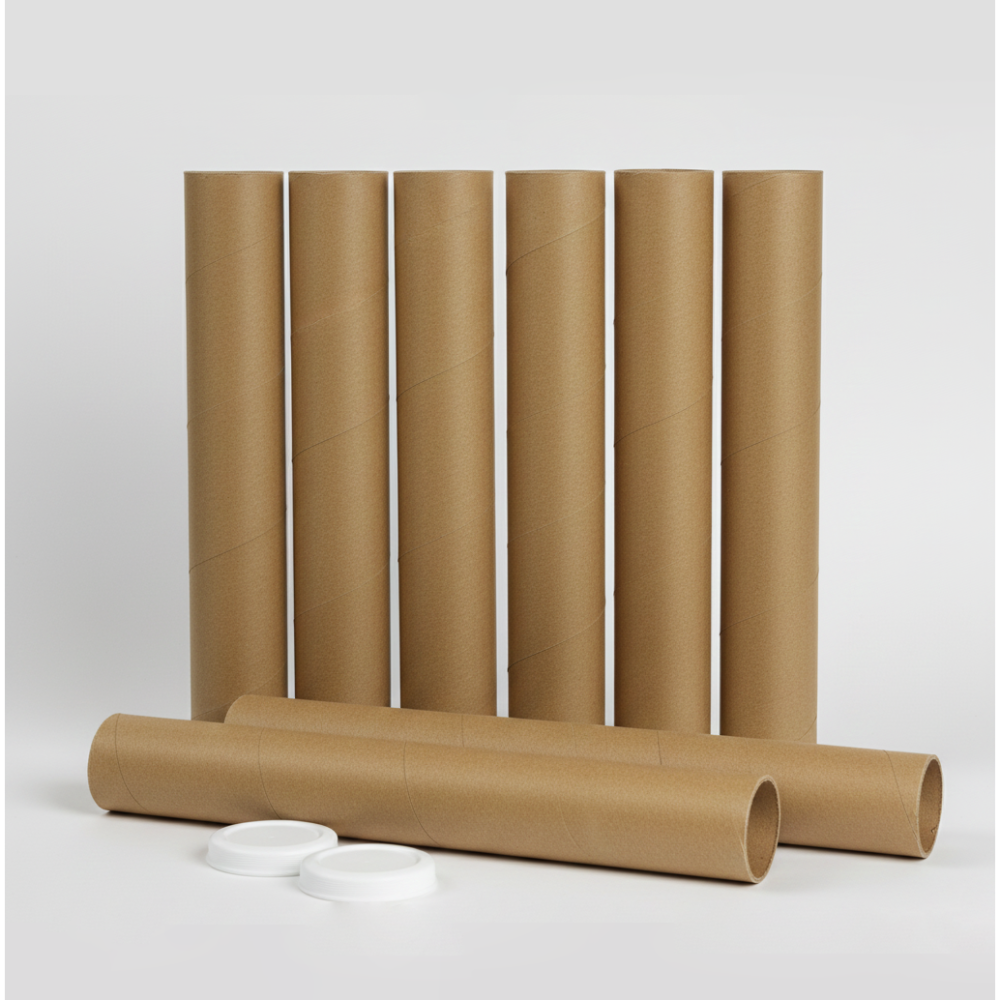 瘋包裝 40公分牛皮紙管 海報筒 附塑膠蓋 厚3mm 紙筒 捲筒 紙罐 牛皮紙捲 畫筒 海報收納 包材 收藏紙管 包裝-細節圖2