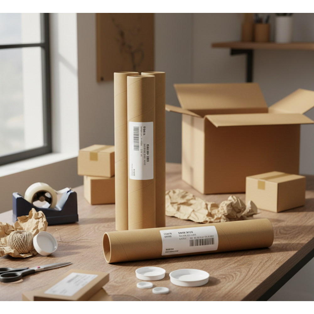 瘋包裝 40公分牛皮紙管 海報筒 附塑膠蓋 厚3mm 紙筒 捲筒 紙罐 牛皮紙捲 畫筒 海報收納 包材 收藏紙管 包裝-細節圖4